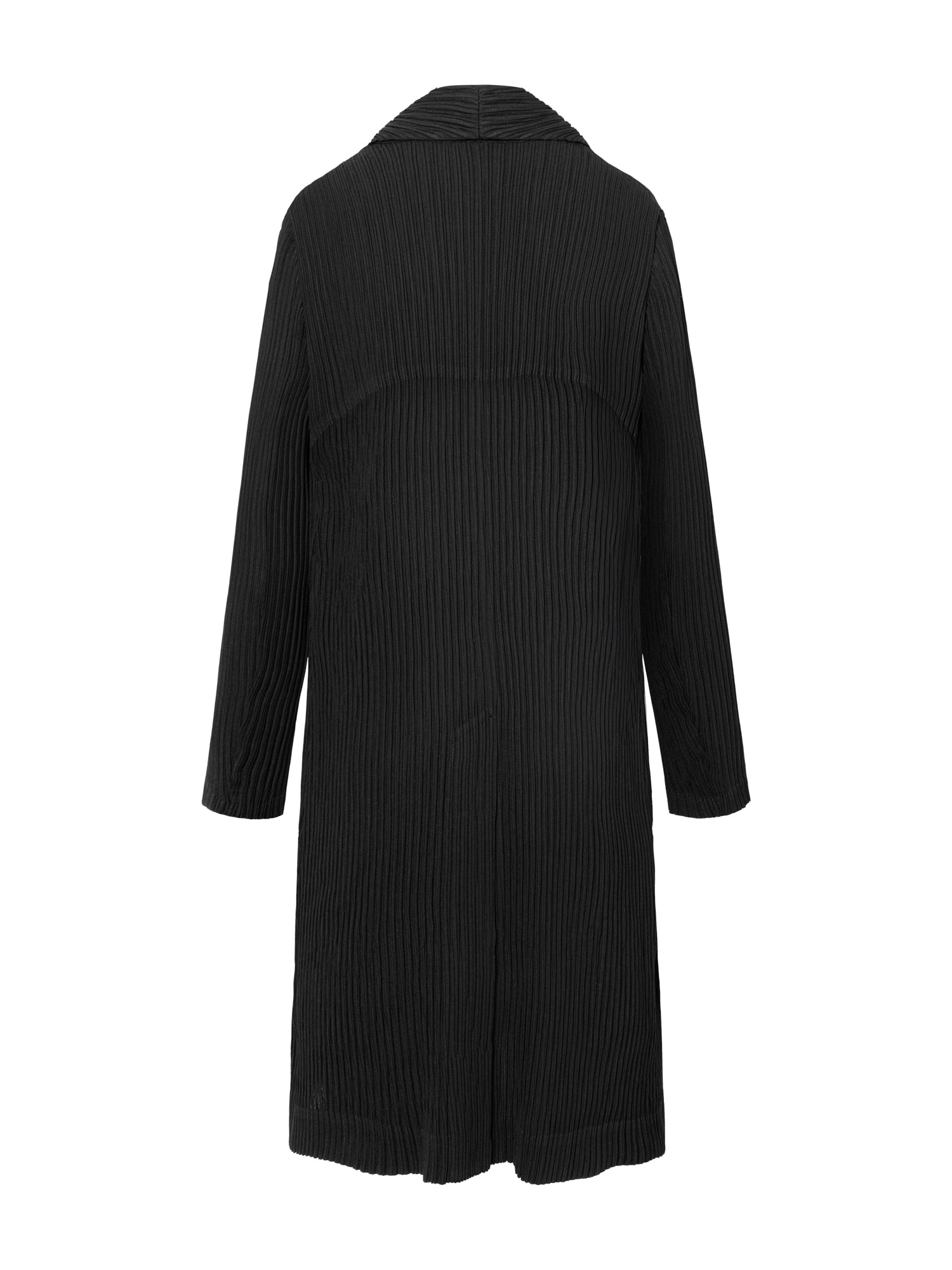Issey Miyake Hatching pleats coat in black