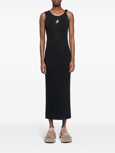 Anchor Embroidery Twisted Strap Dress in Black from JW Anderson