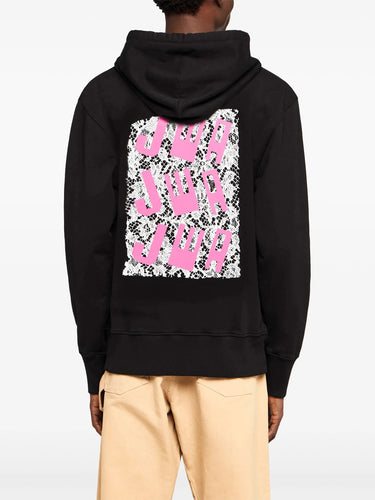 JWA Lace Back Panel Hoodie in Black from JW Anderson