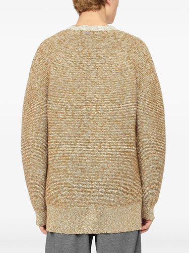 Lace Trim V Neck Jumper in Cobblestone/Red from J.W. Anderson