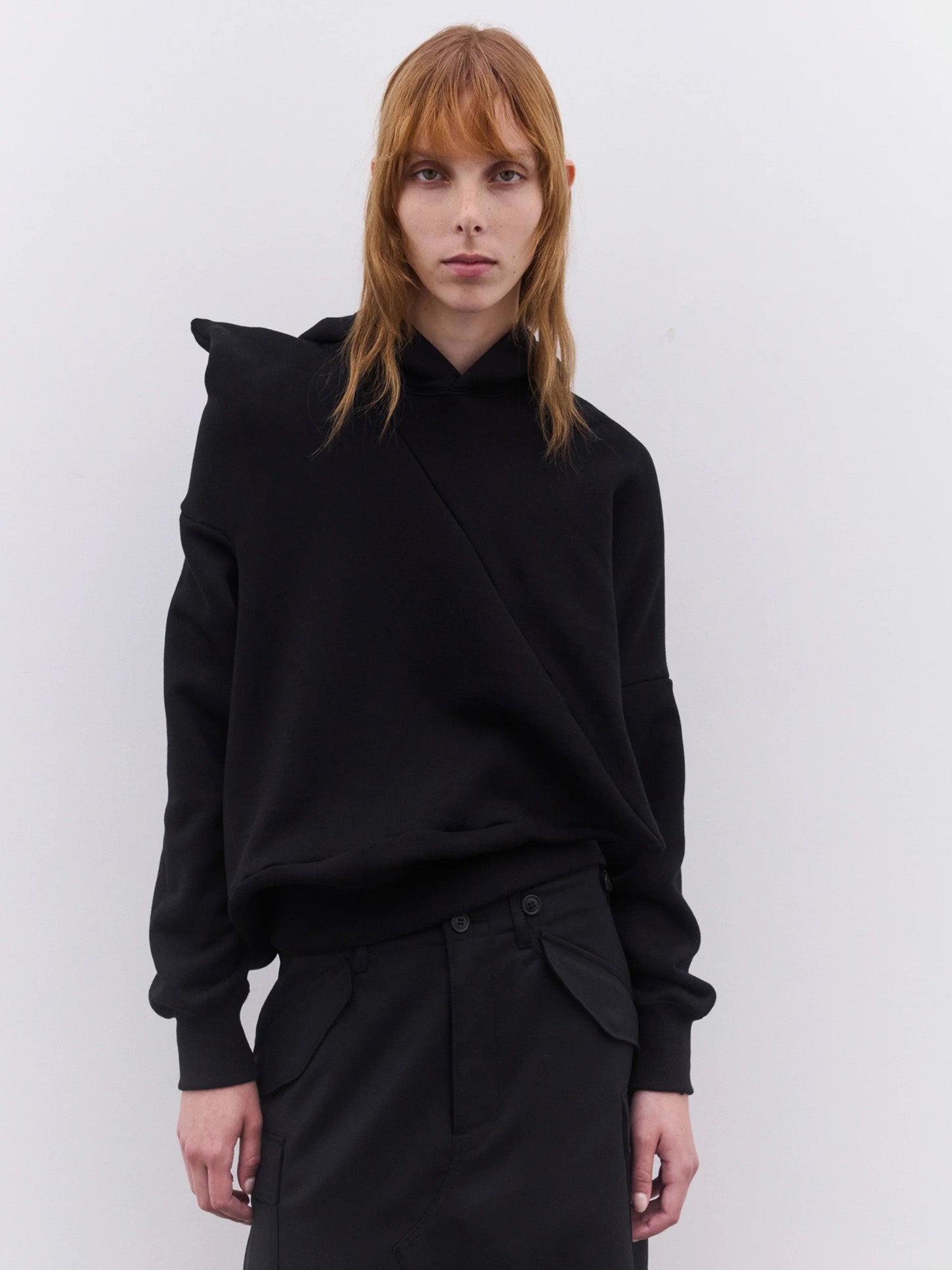Ladies' Hooded T-Shirt - Black-[-Junya Watanabe-3