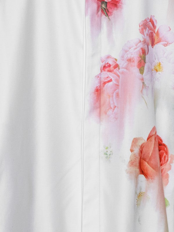 Ka Wa Key shirt - Melting Floral Deconstructed Shirt in Satin White