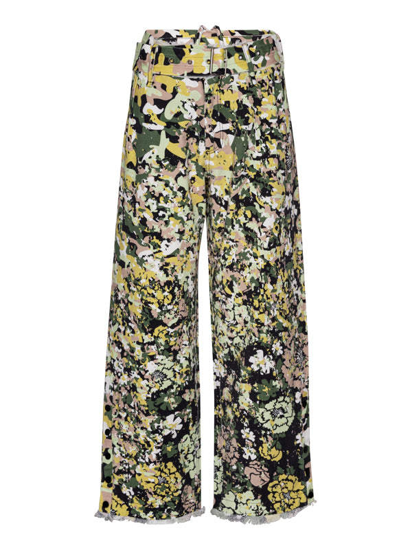 Ka Wa Key pants - Floral Camo Deconstructed Baggy Trousers in Maastokuvio print 