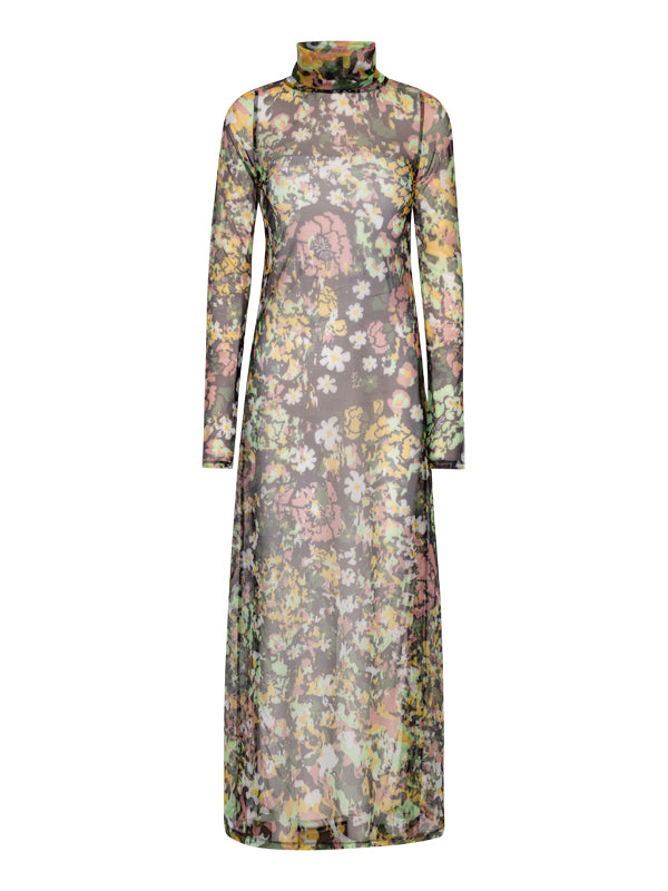 Ka Wa Key dress - Floral Camo Mesh Turtlneck Dress in Maastokuvio print