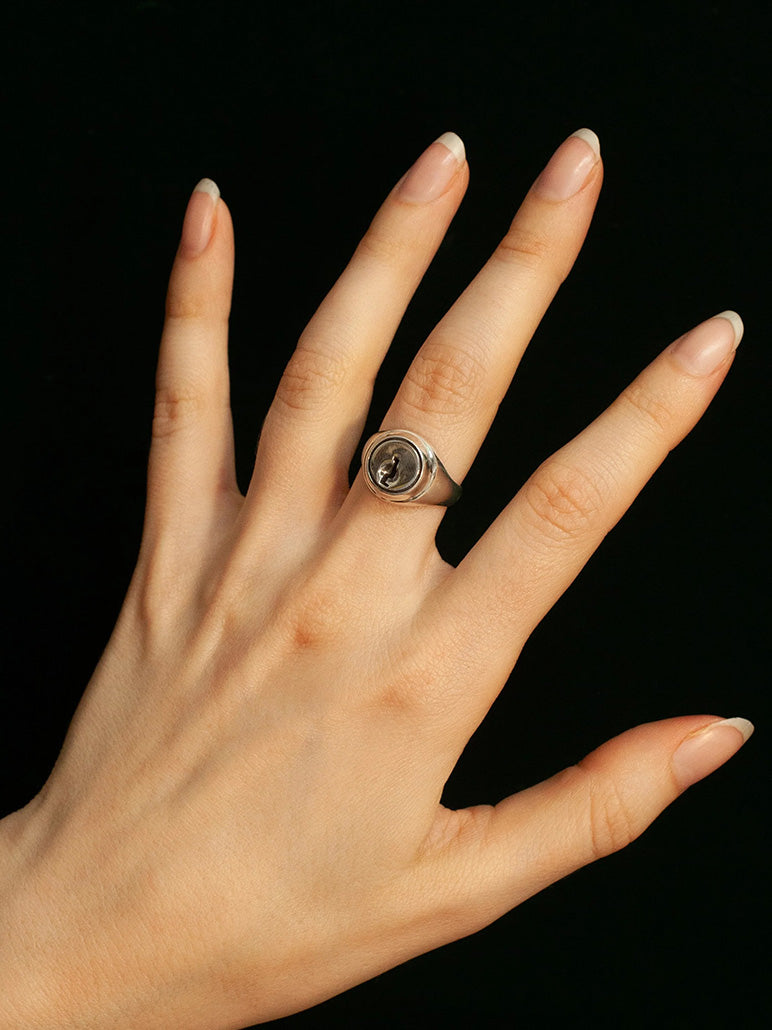 Lock Signet Ring - Silver