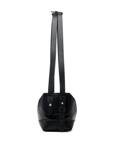 Maison Margiela Baguette Small Bag in Black/Black, side view highlighting structured design and sleek silhouette.