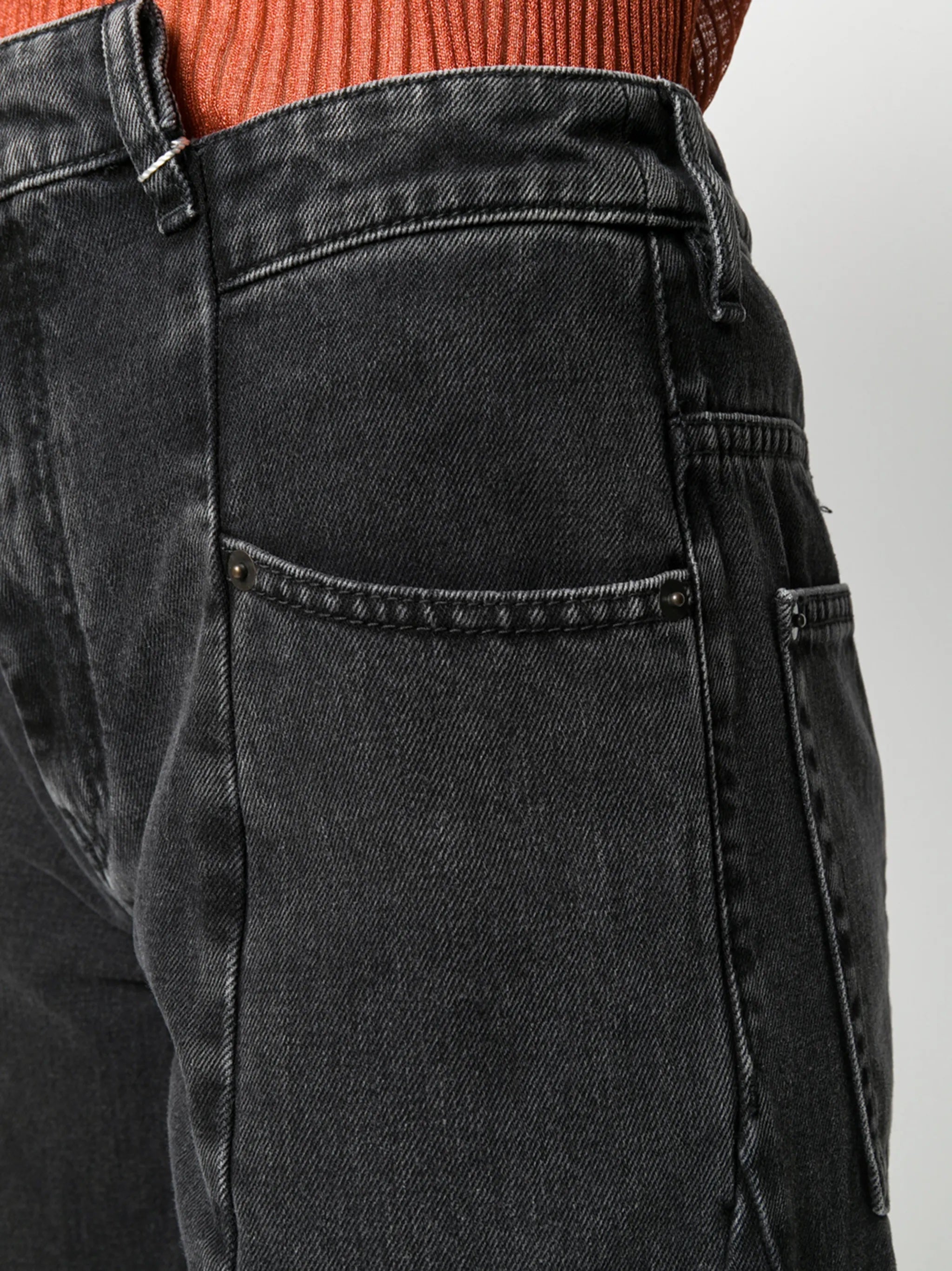 Close-up of the Female Pants 5 Pockets in Medium Black Stone from Maison Margiela.
