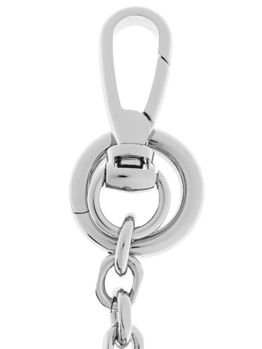 Detail close-up of the silver-tone hardware on the Maison Margiela Small Lighter Case, showing the metal ring and clasp.