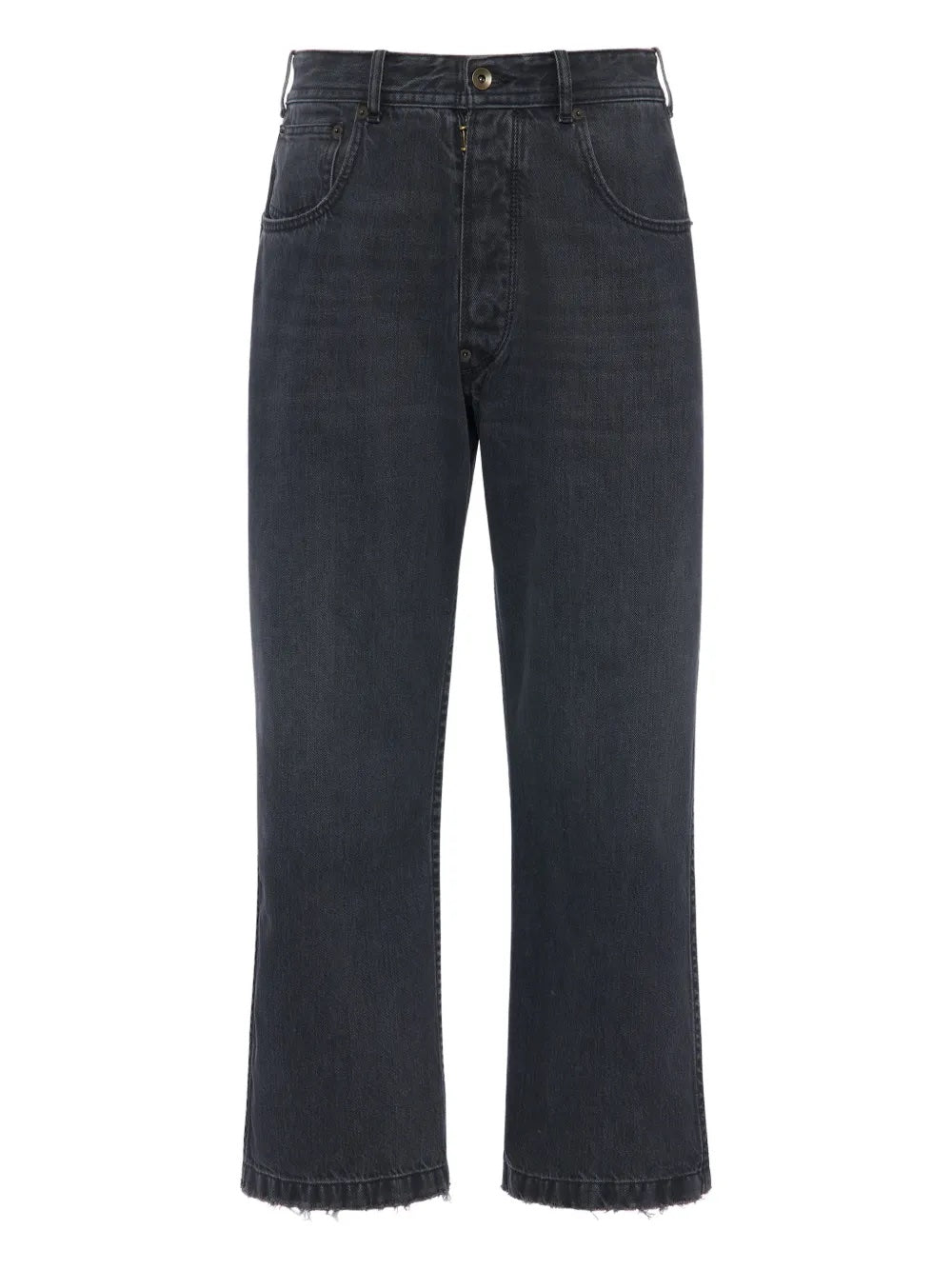 Black washed denim jeans from Maison Margiela on a white background