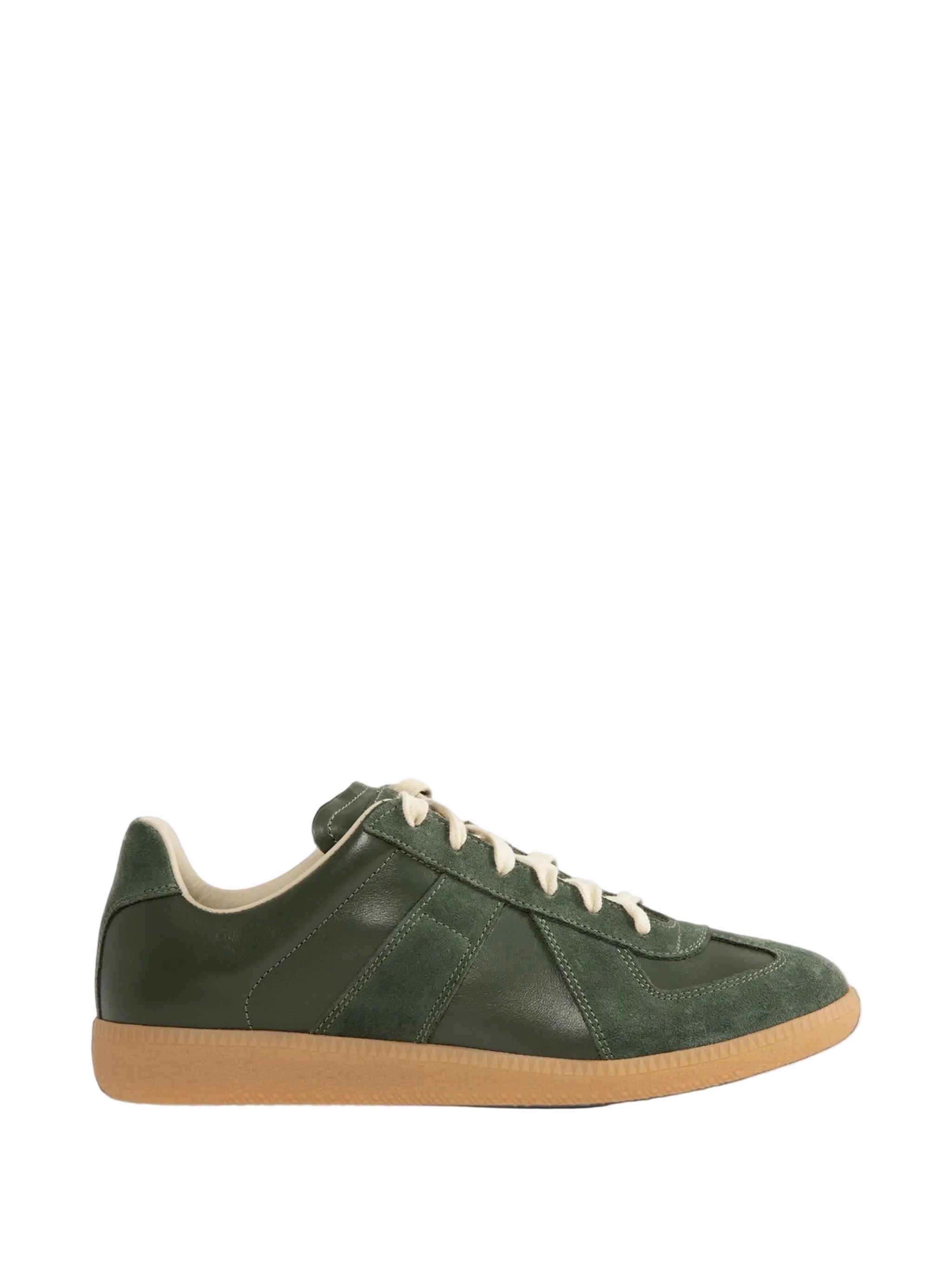 Forest green Replica sneakers from Maison Margiela on a white background