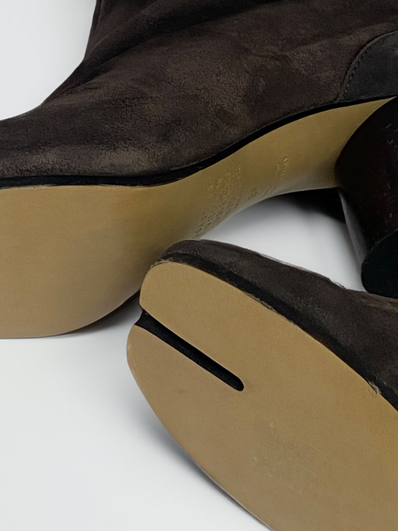 60mm Vintage Leather Tabi Boot - Dark Brown