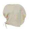 Pleats Please Issey Miyake leaf top greige front view with plissé texture