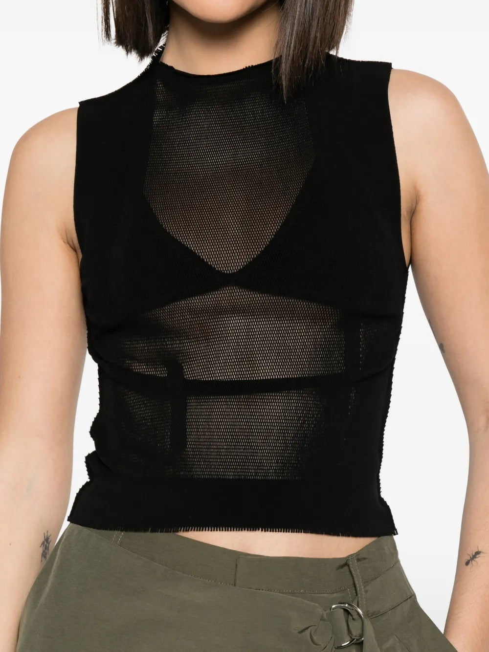 March SS26 Slits Mesh AP Sleeveless Top - Black