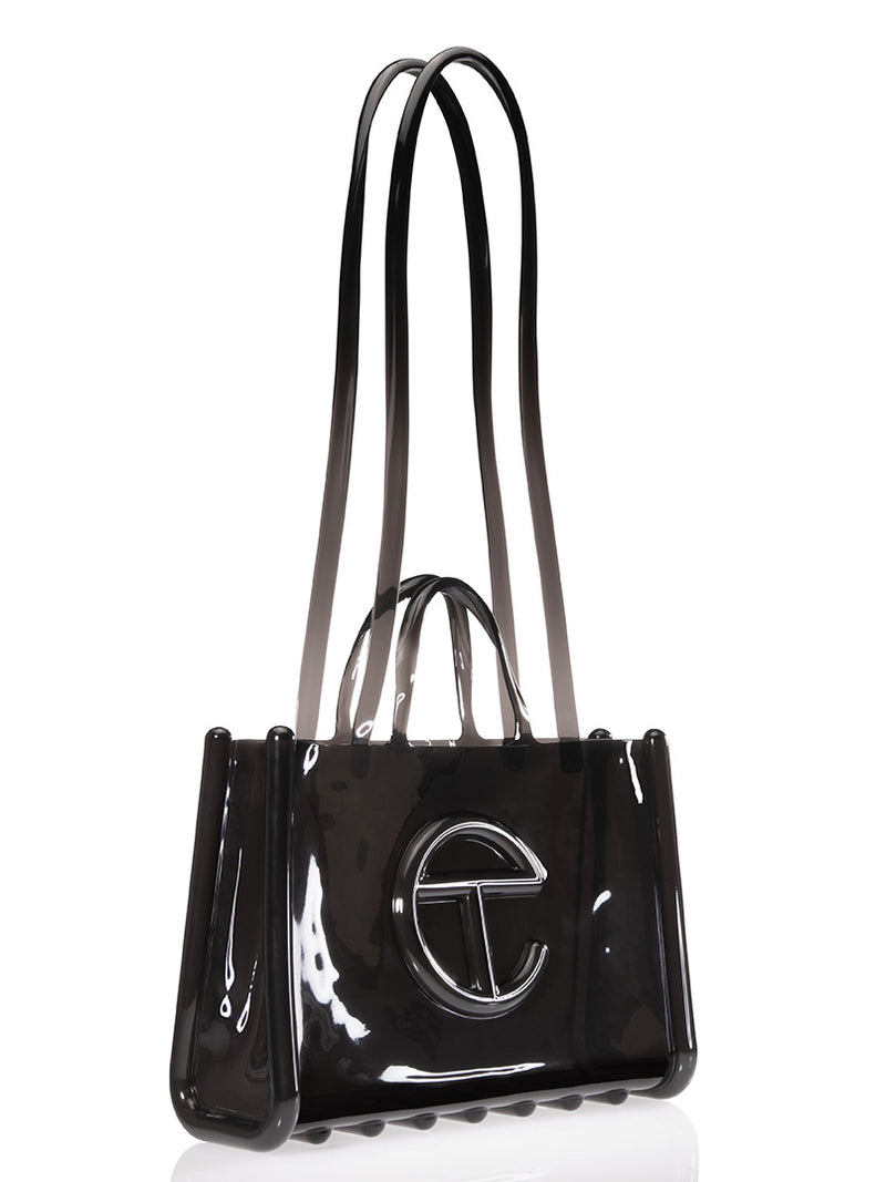 Melissa x Telfar - large jelly shopper bag in clear black - 3