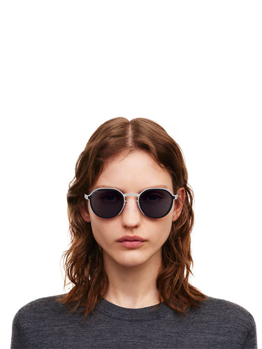 Panto Sunglasses MR001 in White Silver/Black Coolgrey Solid from Mykita x Rimowa