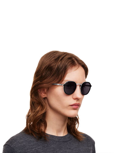 Panto Sunglasses MR001 in White Silver/Black Coolgrey Solid from Mykita x Rimowa