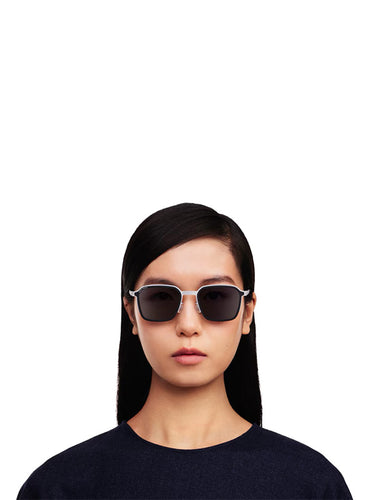 Square Sunglasses MR002 in White Silver/Silver Darkgrey Solid from Mykita x Rimowa