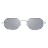 Mykita Studio 15.1 sunglasses in Frozen Silver/Shiny Silver Brown - product shot showing silver frame with brown flash lenses