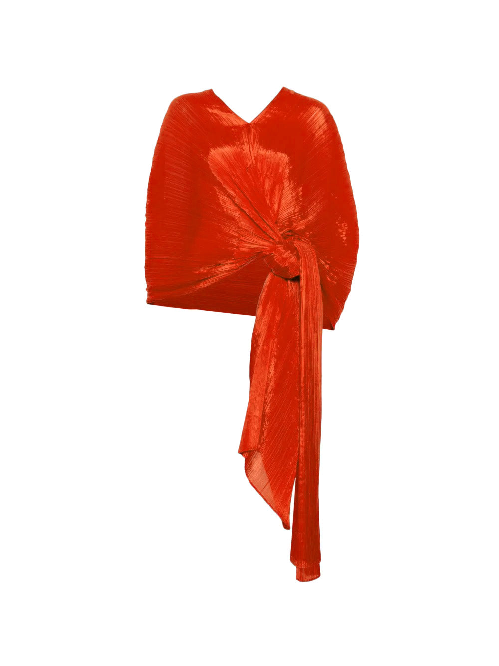 Product image of a multi-functional garment from Pleats Please Issey Miyake in orange-red tonw.