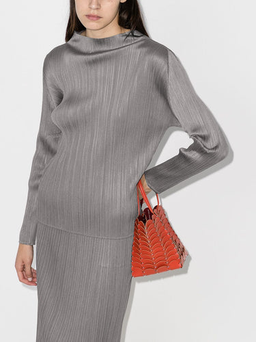 SS25 Basic Mock Neck Long-Sleeve Top in Grey from Pleats Please Issey Miyake