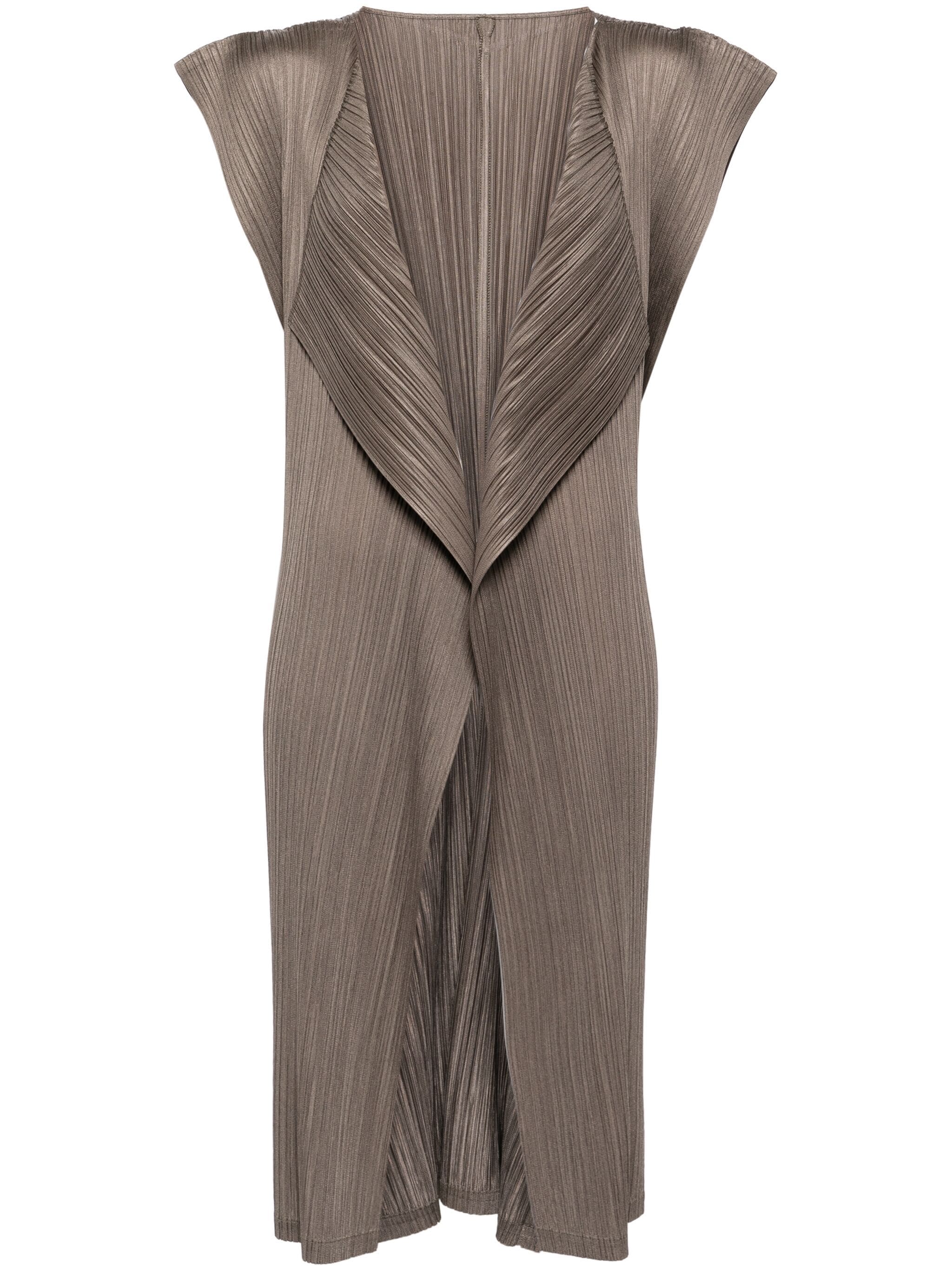 Pleats Please Issey Miyake - pleated cardigan in khaki - 1