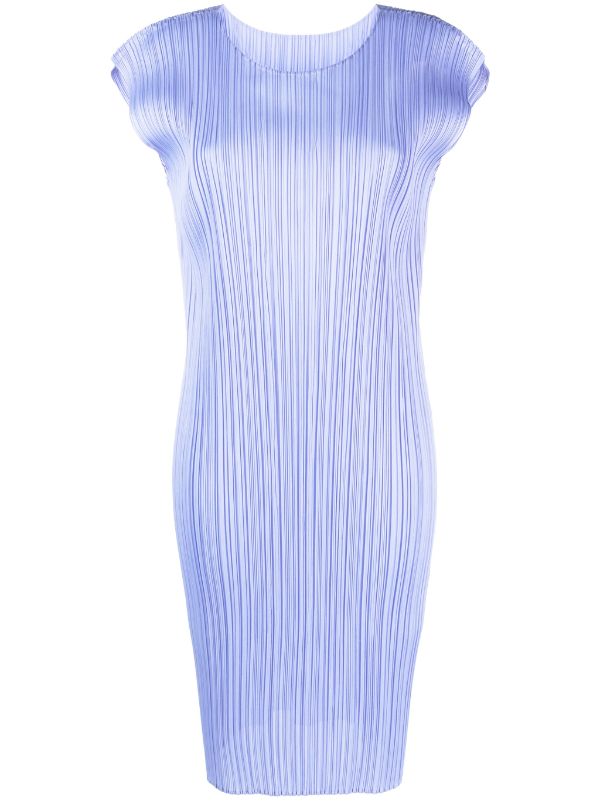 Issey Miyake Pleats Please │ Cropped Sleeve Dress in Light Blue