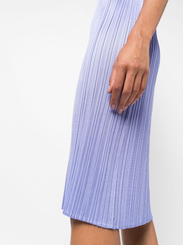 Issey Miyake Pleats Please │ Cropped Sleeve Dress in Light Blue
