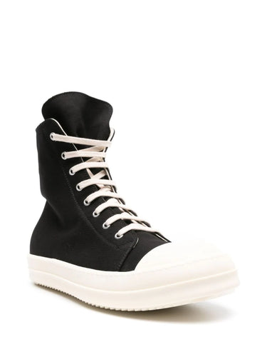 Rick Owens DRKSHDW - Denim High Sneakers in Black/Milk/Milk