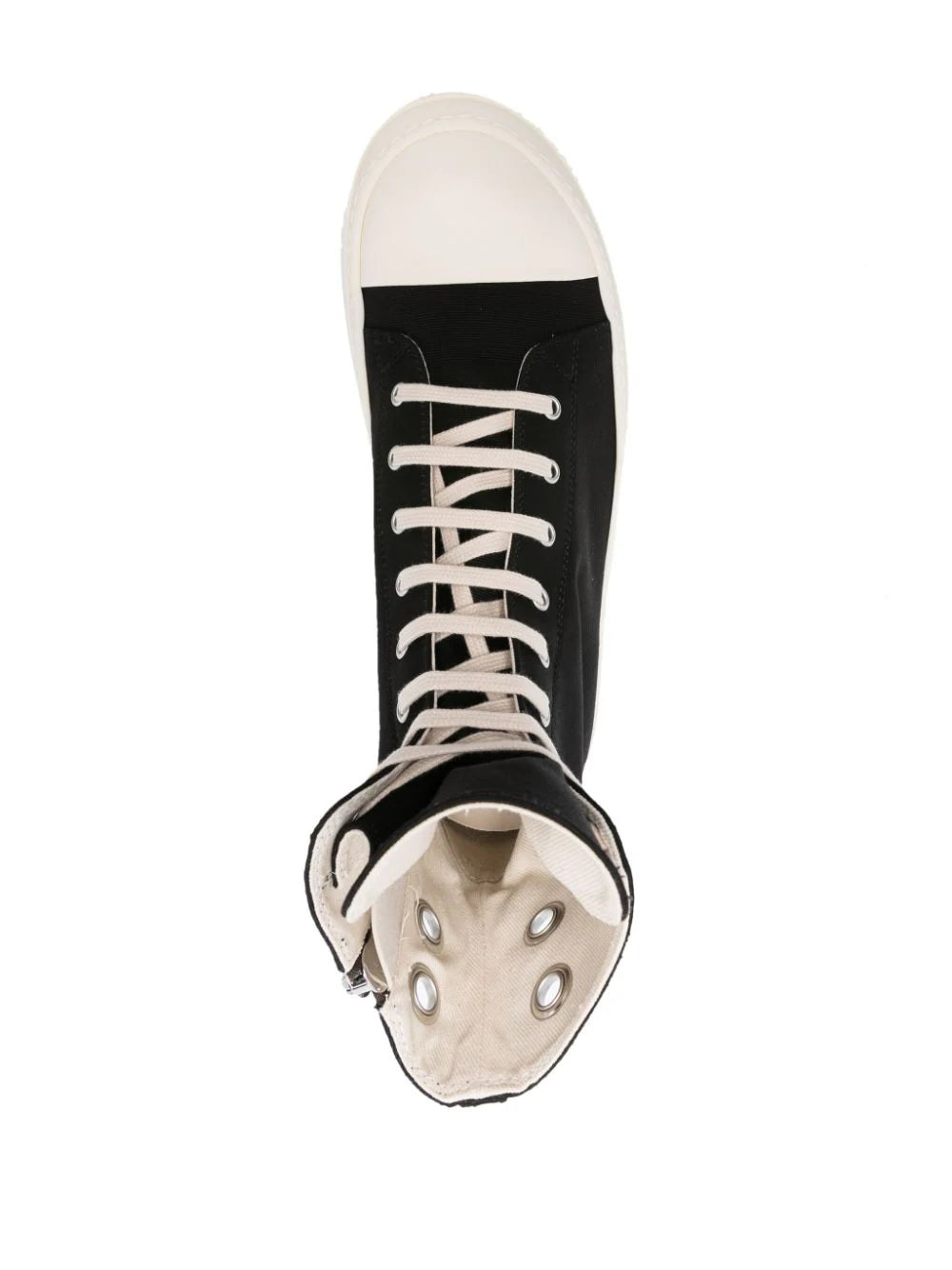 Rick Owens DRKSHDW - Denim High Sneakers in Black/Milk/Milk