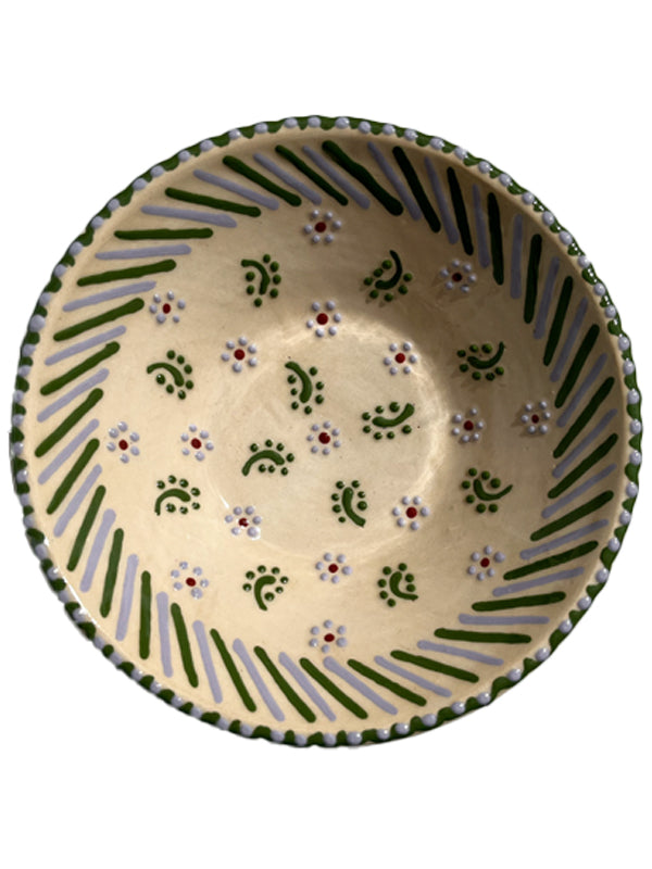 S.H.Y. Ceramics | Lavender Bowl in Lavender flowers on Creme / Green