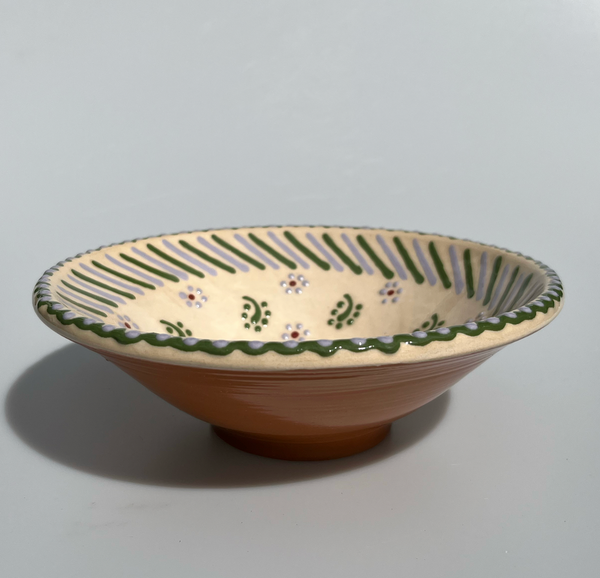 S.H.Y. Ceramics | Lavender Bowl in Lavender flowers on Creme / Green