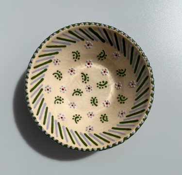 Lavender Bowl - Lavender flowers on Creme / Green-[-S.H.Y. Ceramics-4