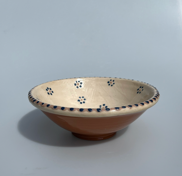 S.H.Y. Ceramics | Lilja Bowl in Blue and Rose Flowers on Creme / Creme