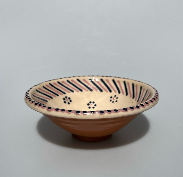 S.H.Y. Ceramics | Vibe Bowl in Blue and Pink Flowers on Creme / Creme