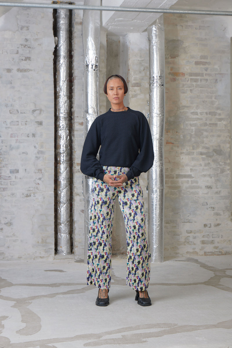Remember Plisse Pant - Light Flowery Clouds
