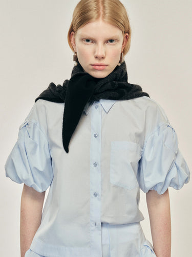 Graphic Logo Knit Neckerchief with Embroidery – Black/Charcoal/Jet-[-Simone Rocha-2