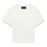 White t-shirt with puffy sleeves on a white background