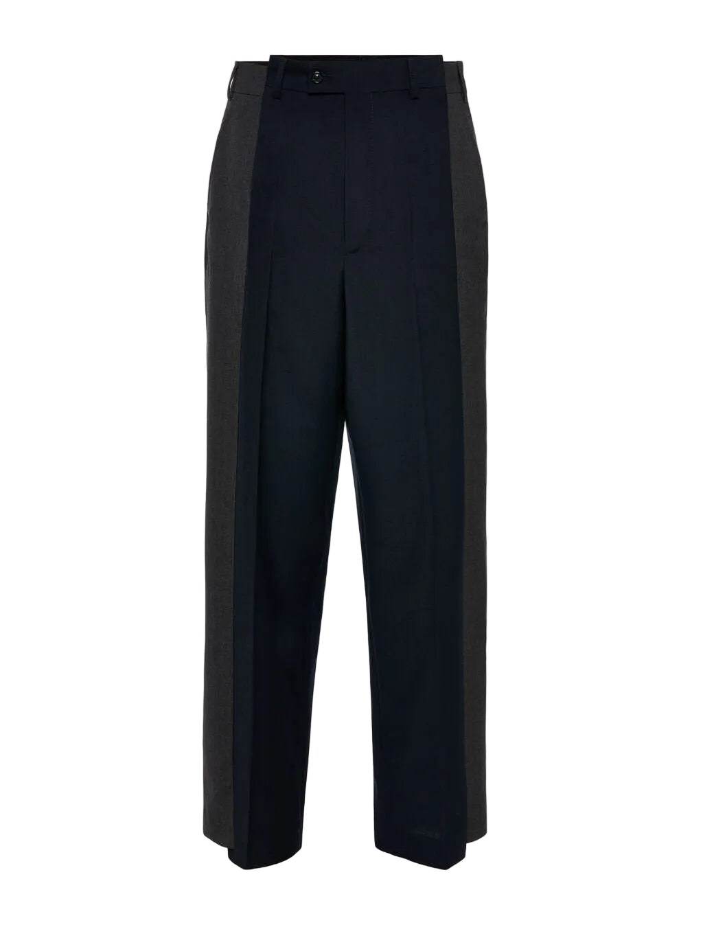 Maison Margiela Spliced Tailored Trousers in Dark Blue/Charcoal front view
