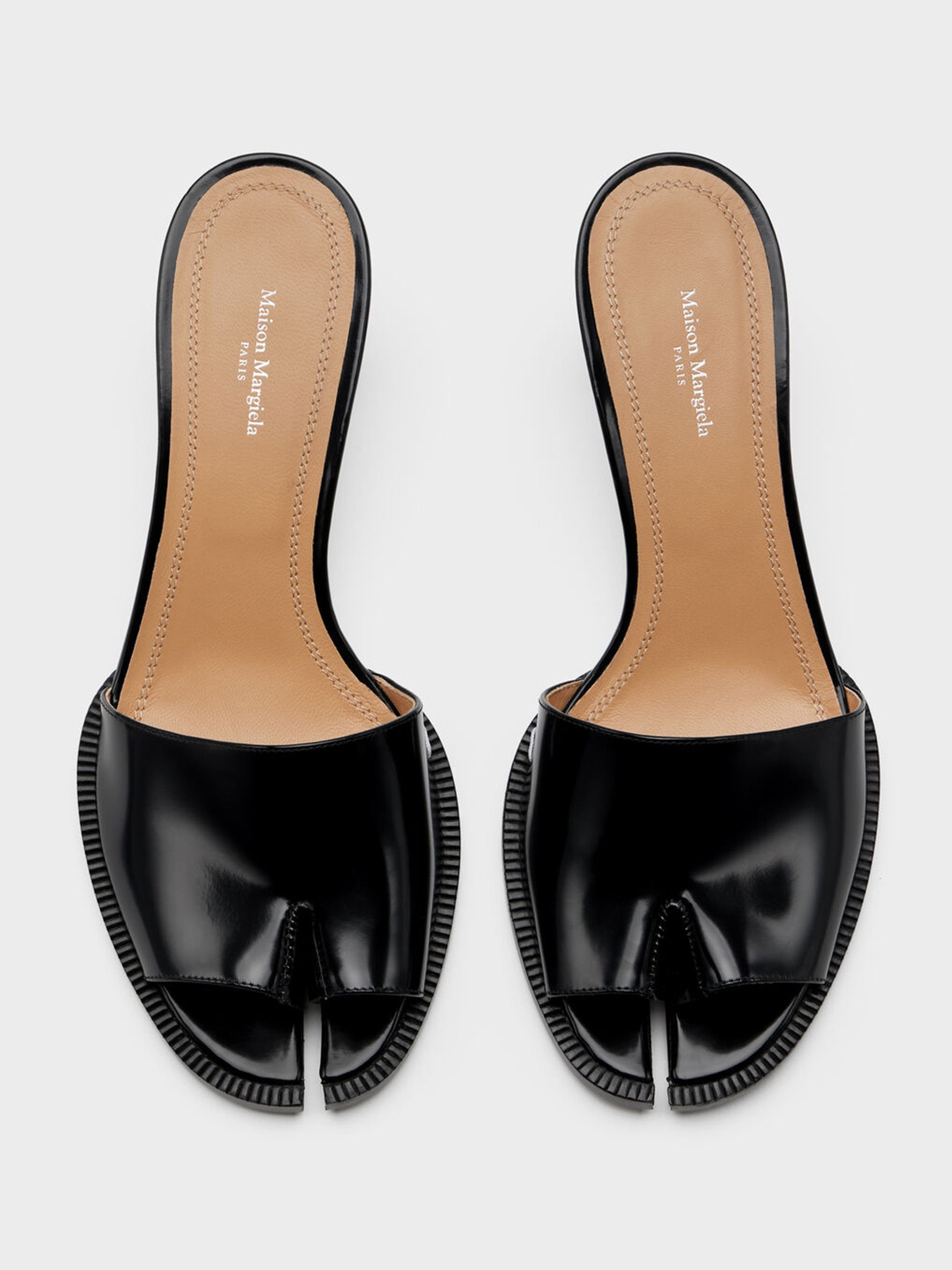 Maison Margiela Tabi City Kitten Heel Sandal in Black top view
