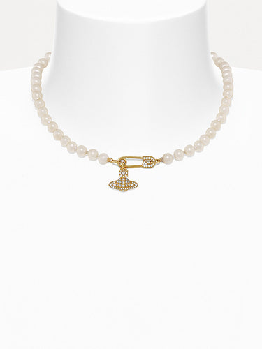 Lucrece Pearl Necklace - Gold Light Cream