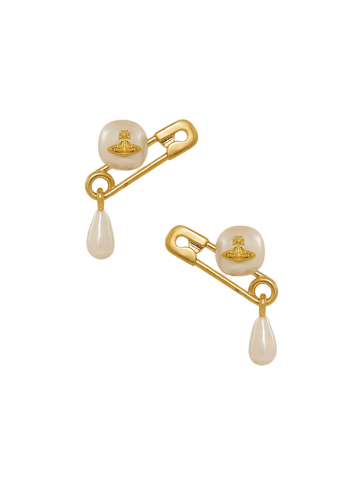 Claude Small Stud Earrings in Gold/Cream from Vivienne Westwood