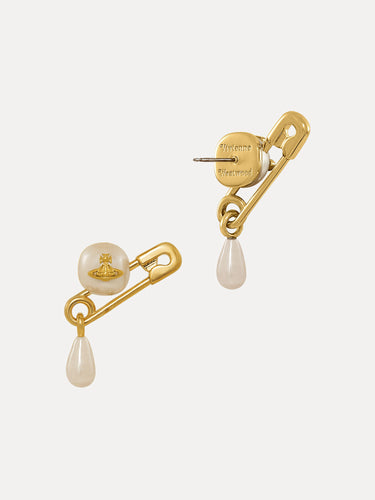 Claude Small Stud Earrings in Gold/Cream from Vivienne Westwood