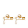 Claude Small Stud Earrings in Platinum/Creamrose by Vivienne Westwood, pair of gold-tone stud earrings featuring cream pearl with iconic Orb motif, safety-pin bar and delicate teardrop pearl drop, post back fastening, Spring/Summer 2026
