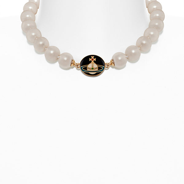 Saint Laurent Oversized Metal Pearl Necklace in Metallic | Lyst