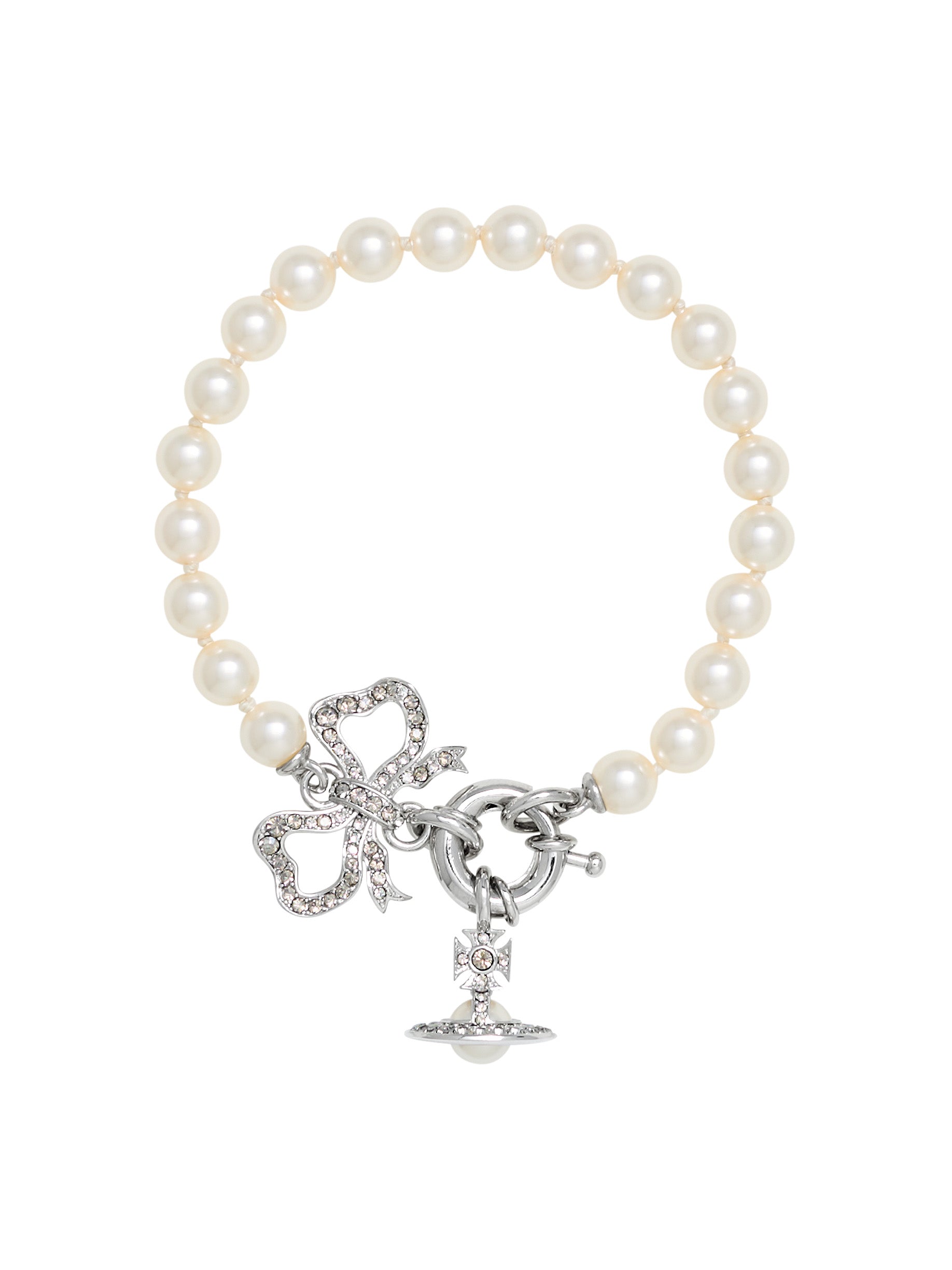 Rigoberta Pearl Bracelet – Platinum – Crystal Velvet-[-Vivienne Westwood-1
