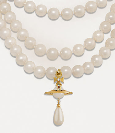 Vivienne Westwood - three row pearl drop chocker in gold and pearls - 2