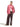 Model wearing the Wales Bonner x Adidas Track Top in Craft Pink pink track jacket with burgundy three-stripe detail and zip closure, full length front view – Wales Bonner x Adidas SS26