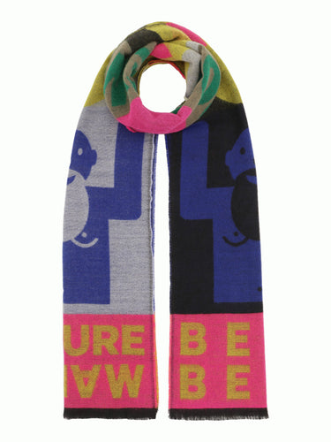 Pink and multicolour abstract scarf from Walter Van Beirendonck.