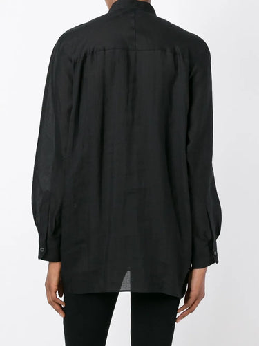Junya Watanabe Button-Up Blouse Black White - back view showing relaxed fit and lightweight fabric