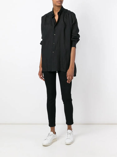 Junya Watanabe Button-Up Blouse Black White - full body view showing styling and proportions
